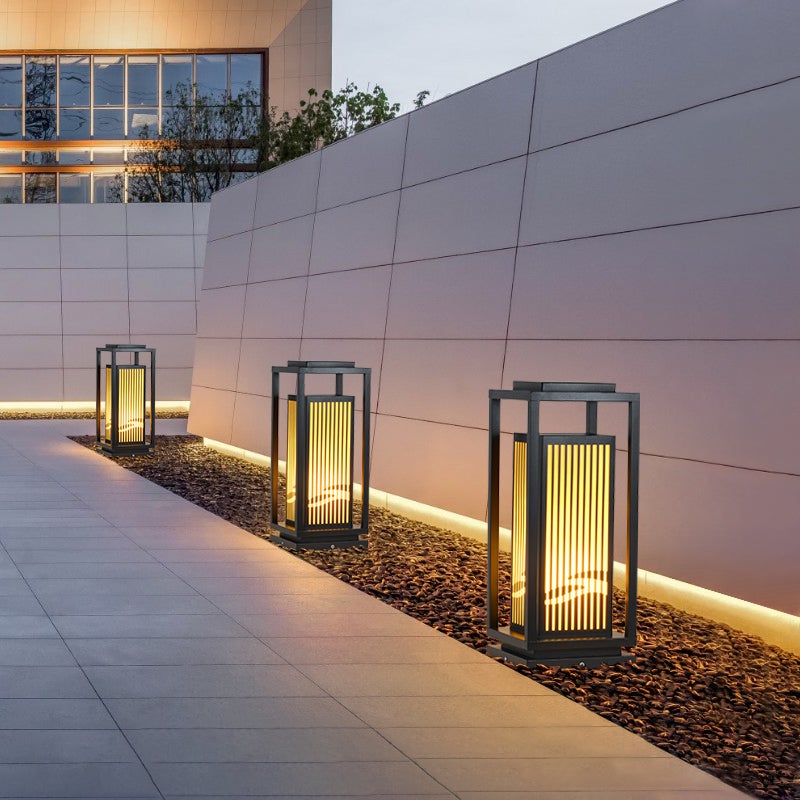 Minimalist Striped Decor LED Black Modern Solar Lights Outdoor Lanterns - Lamp Outdoor