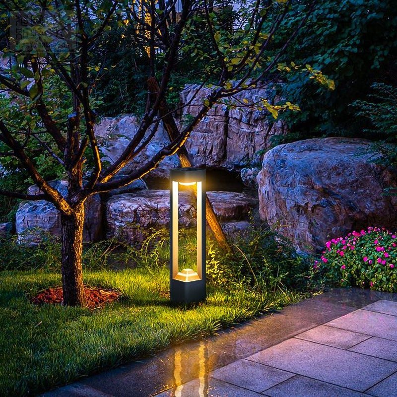 Square Unique Hollow Aluminum Waterproof Modern Smart Solar Lights Outdoor - Lamp Outdoor