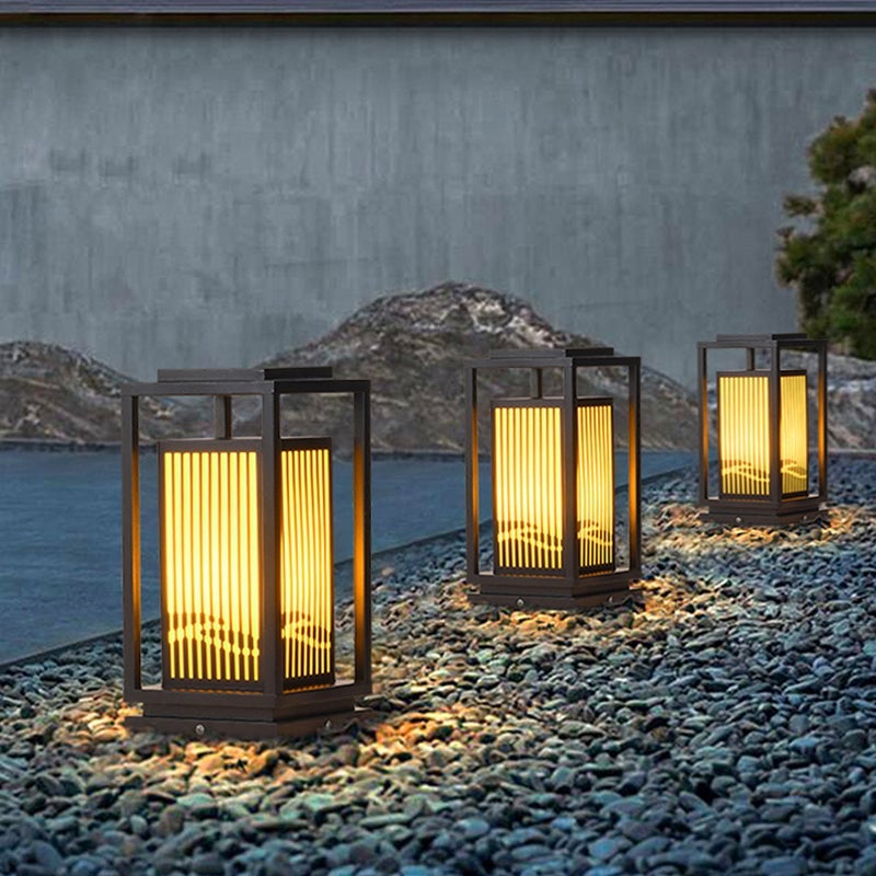 Minimalist Striped Decor LED Black Modern Solar Lights Outdoor Lanterns - Lamp Outdoor