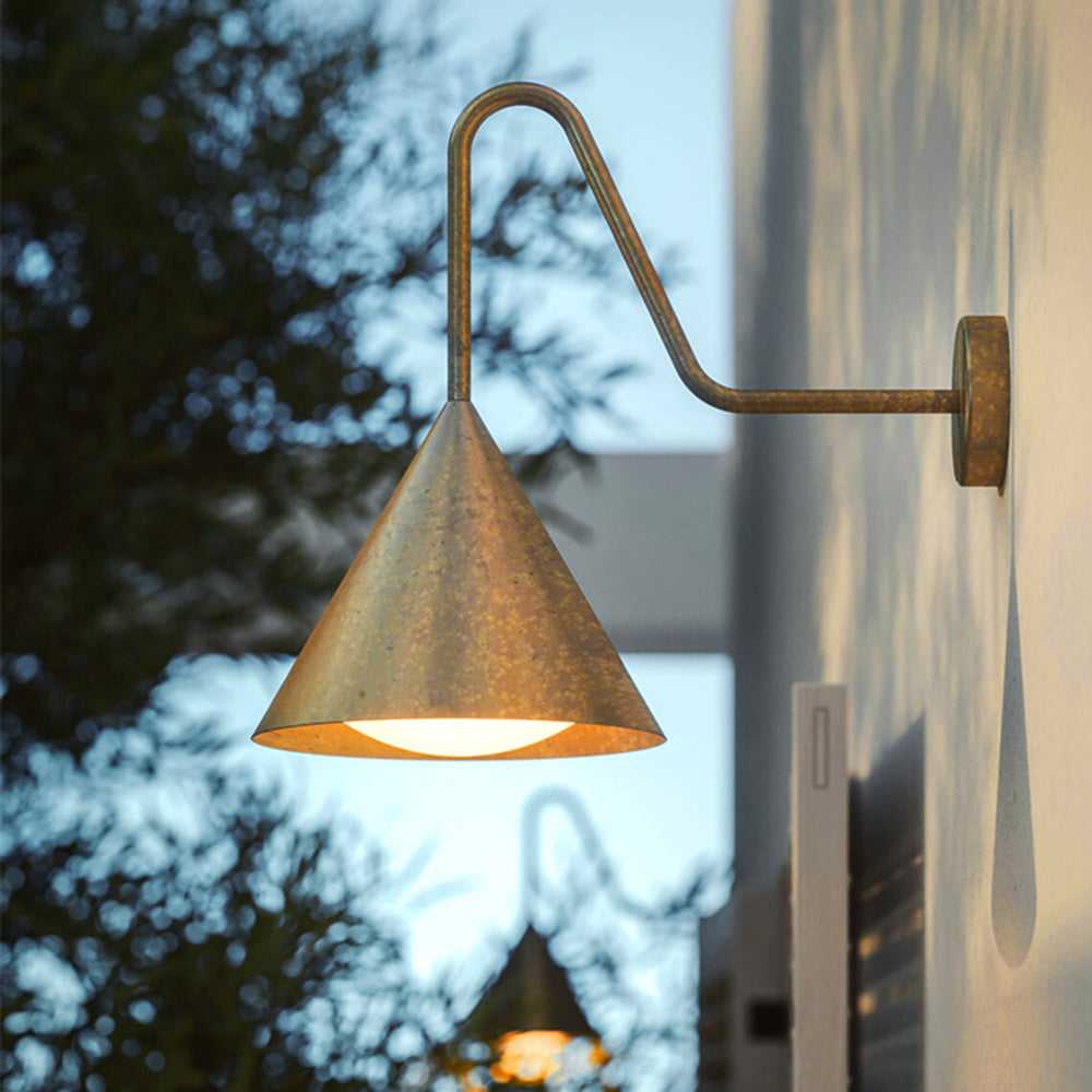 Arisha Modern Minimalist Cone Metal Outdoor Waterproof Wall Lamp,Black/Gold - Lamp Outdoor