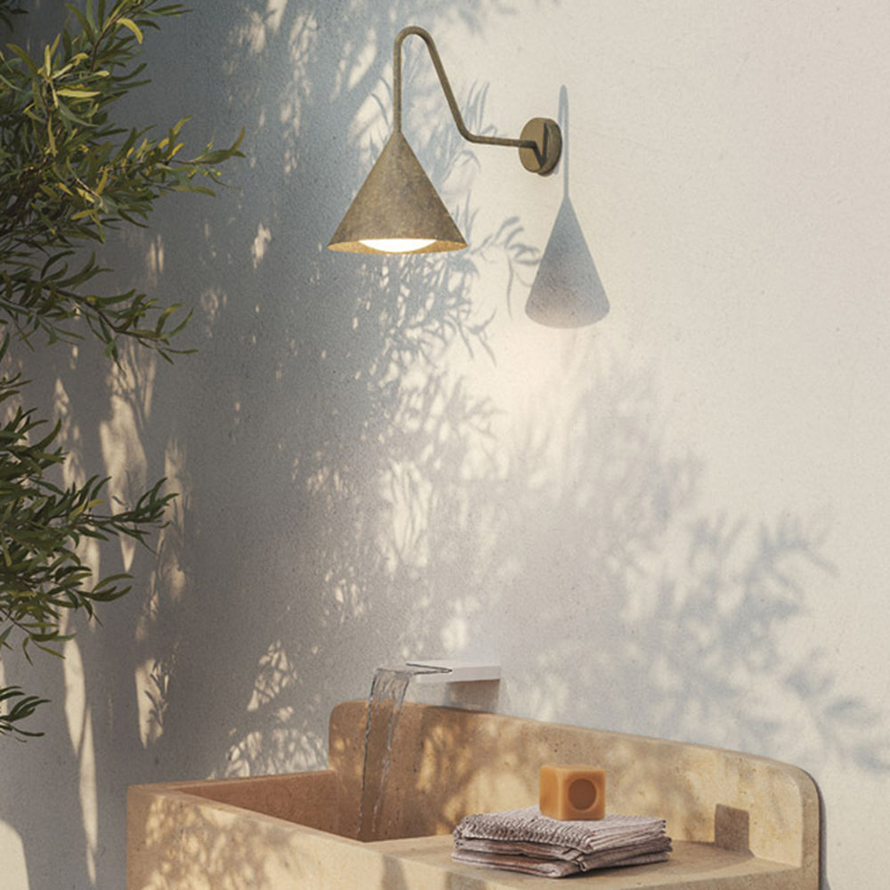 Arisha Modern Minimalist Cone Metal Outdoor Waterproof Wall Lamp,Black/Gold - Lamp Outdoor