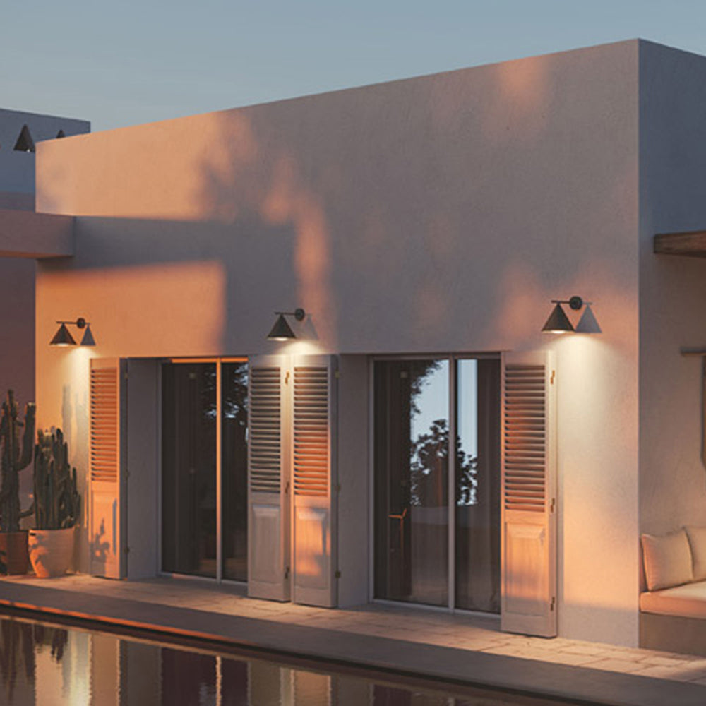 Arisha Modern Minimalist Cone Metal Outdoor Waterproof Wall Lamp,Black/Gold - Lamp Outdoor