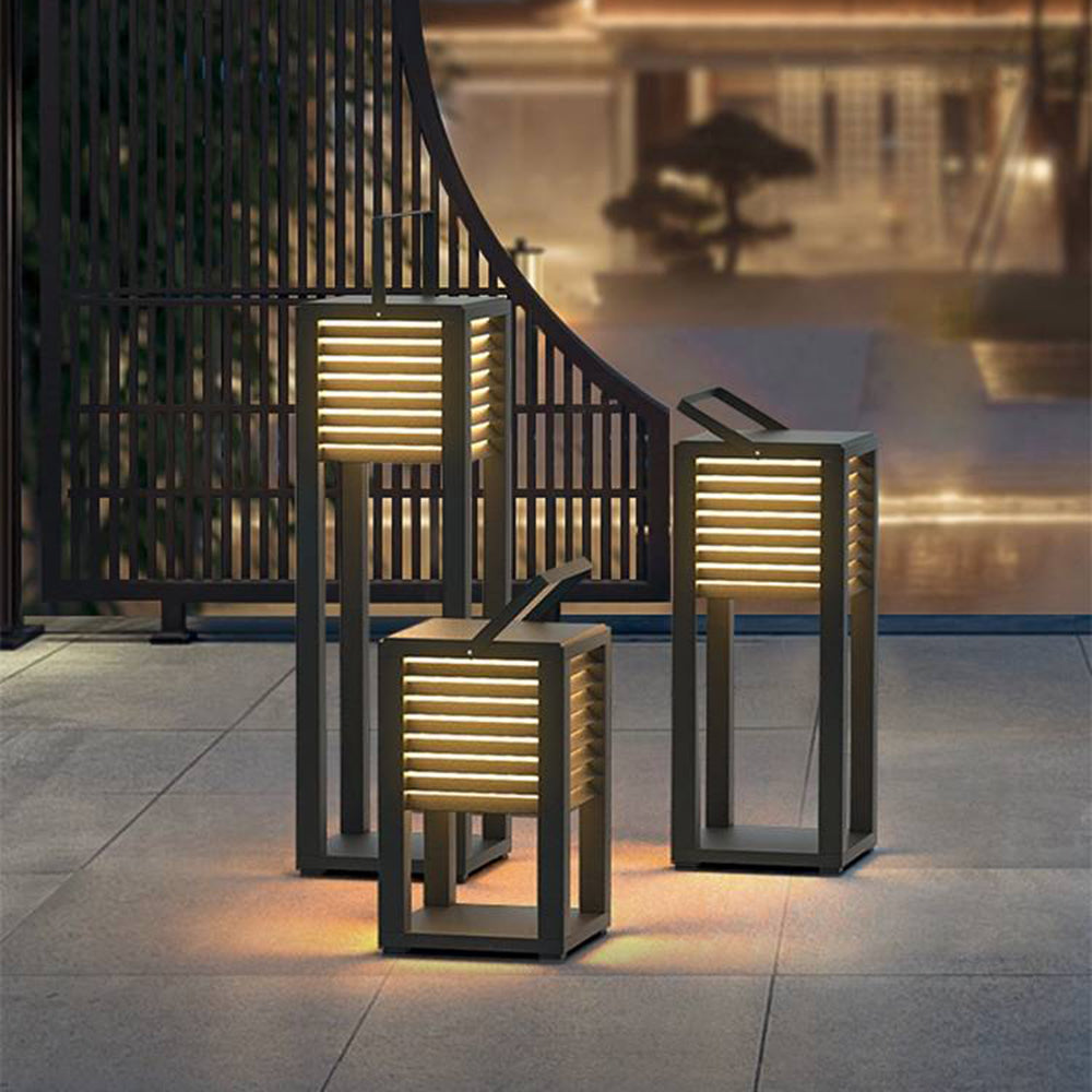 Ray Vintage Cuboid Metal Outdoor Floor Lamp - Lamp Outdoor