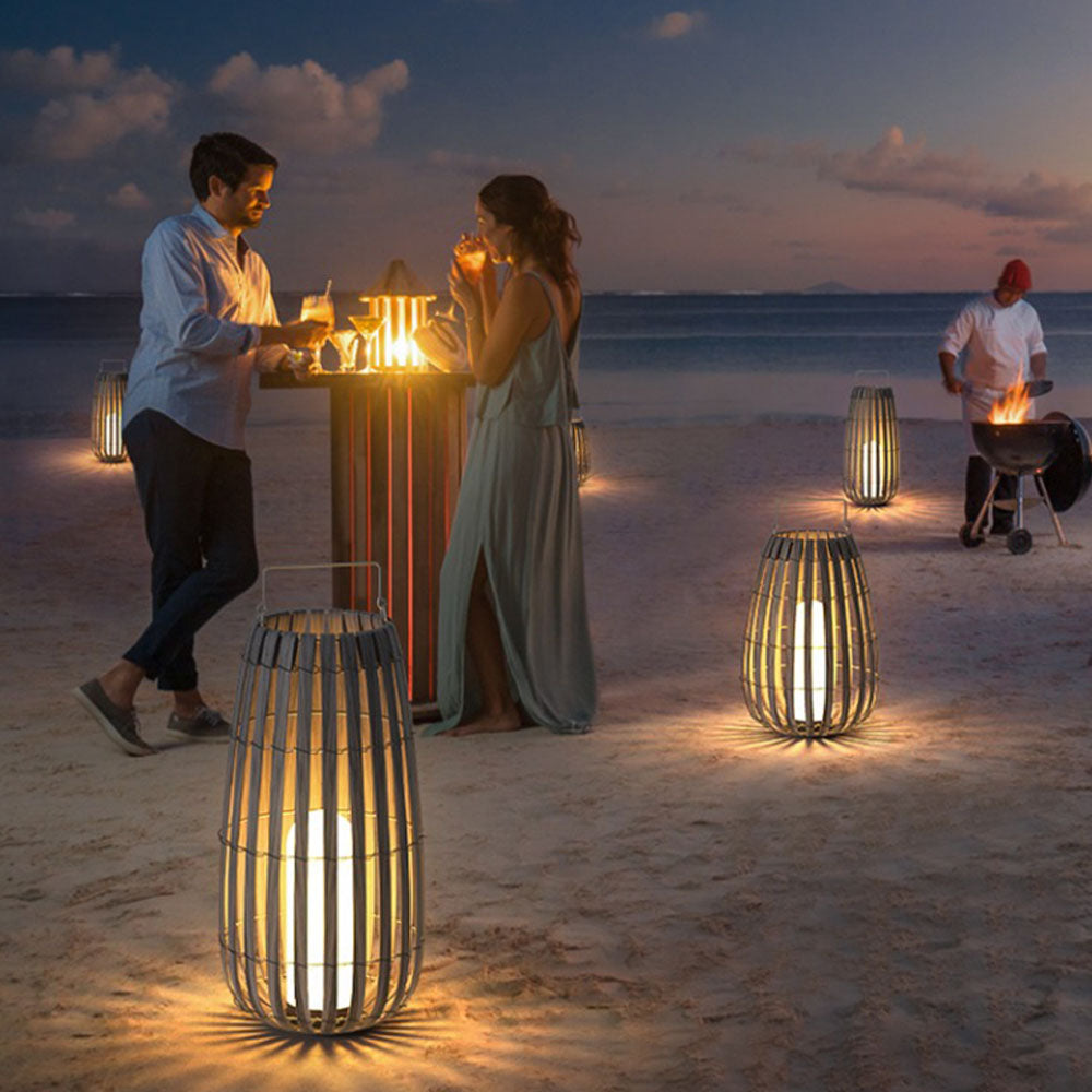 Ray Outdoor Floor Lamp Hardwired Solar Metal Cage - Lamp Outdoor