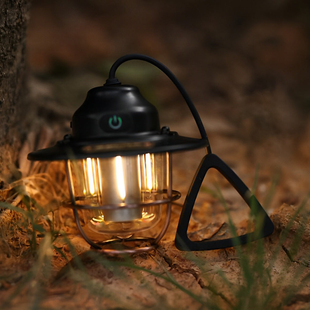 Round LED Waterproof USB Rechargeable Retro Outdoor Light Camping Lamp - Lamp Outdoor