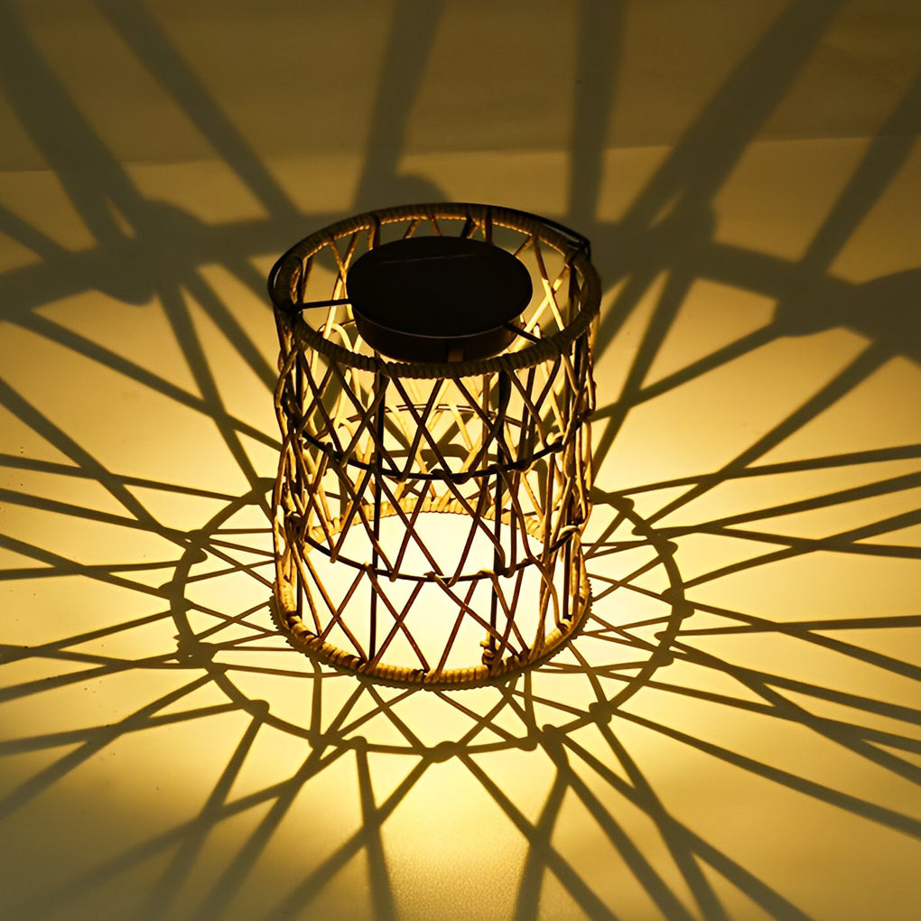 Rattan Lantern Waterproof Creative Modern Solar Garden Lights Lawn Lamp - Lamp Outdoor