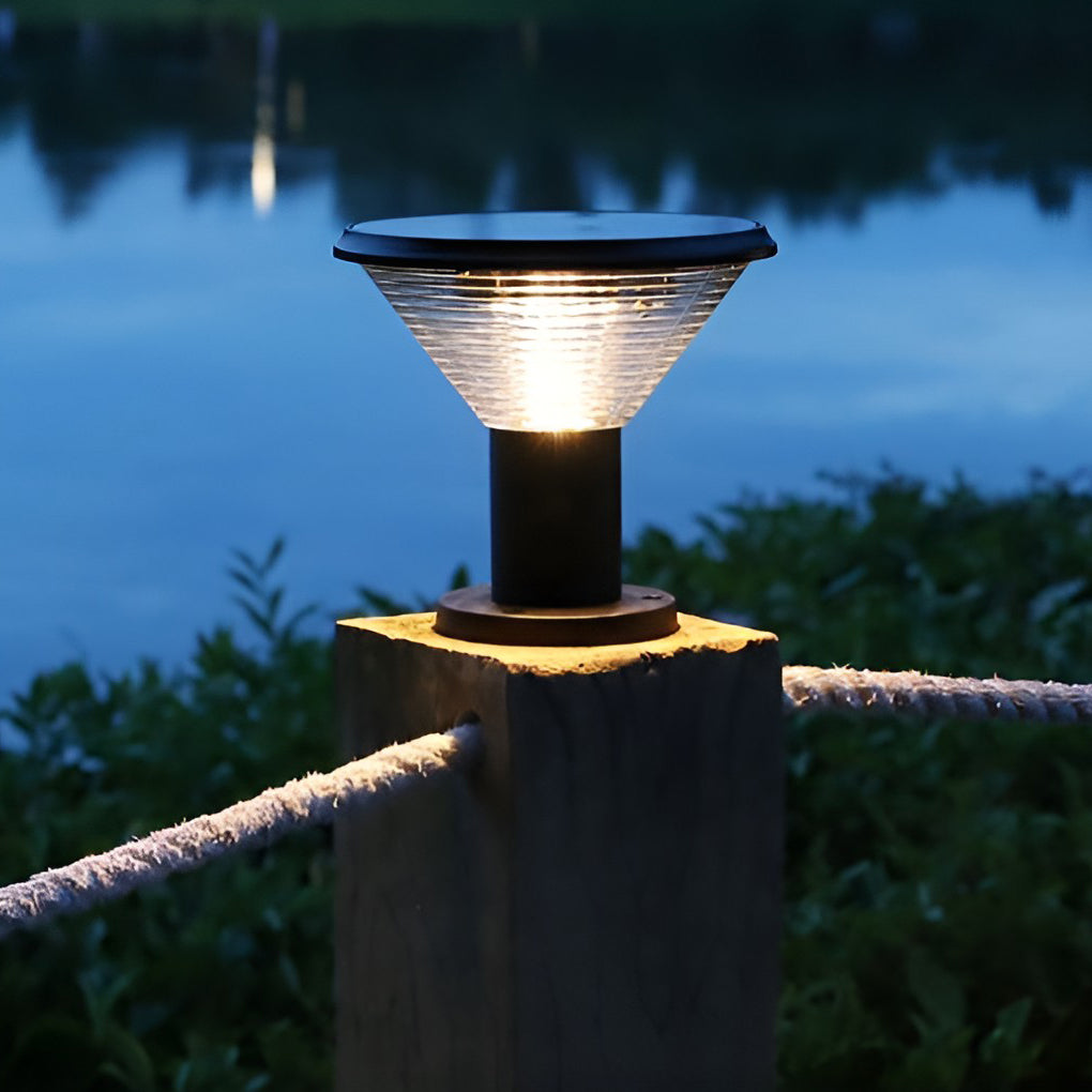 Circular Waterproof Intelligent Light Control Solar Fence Post Lights - Lamp Outdoor