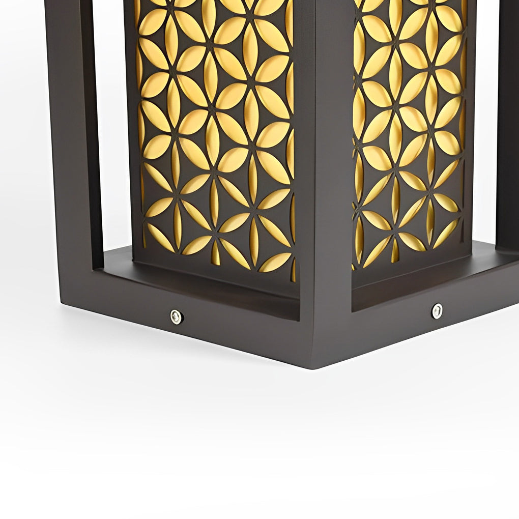 Floral Pattern LED Lawn Lamp Unique Modern Pathway Lights Black - Lamp Outdoor