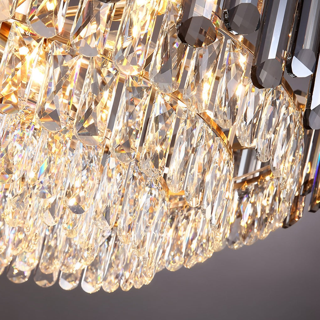 Round Oval Multi layer Crystal Electroplating Metal Modern Chandelier - Lamp Outdoor