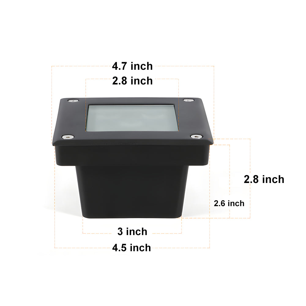 5-Light LED Modern Square In-Ground Well Lights Step Deck Lighting with Light Sensor for Pathways - Lamp Outdoor