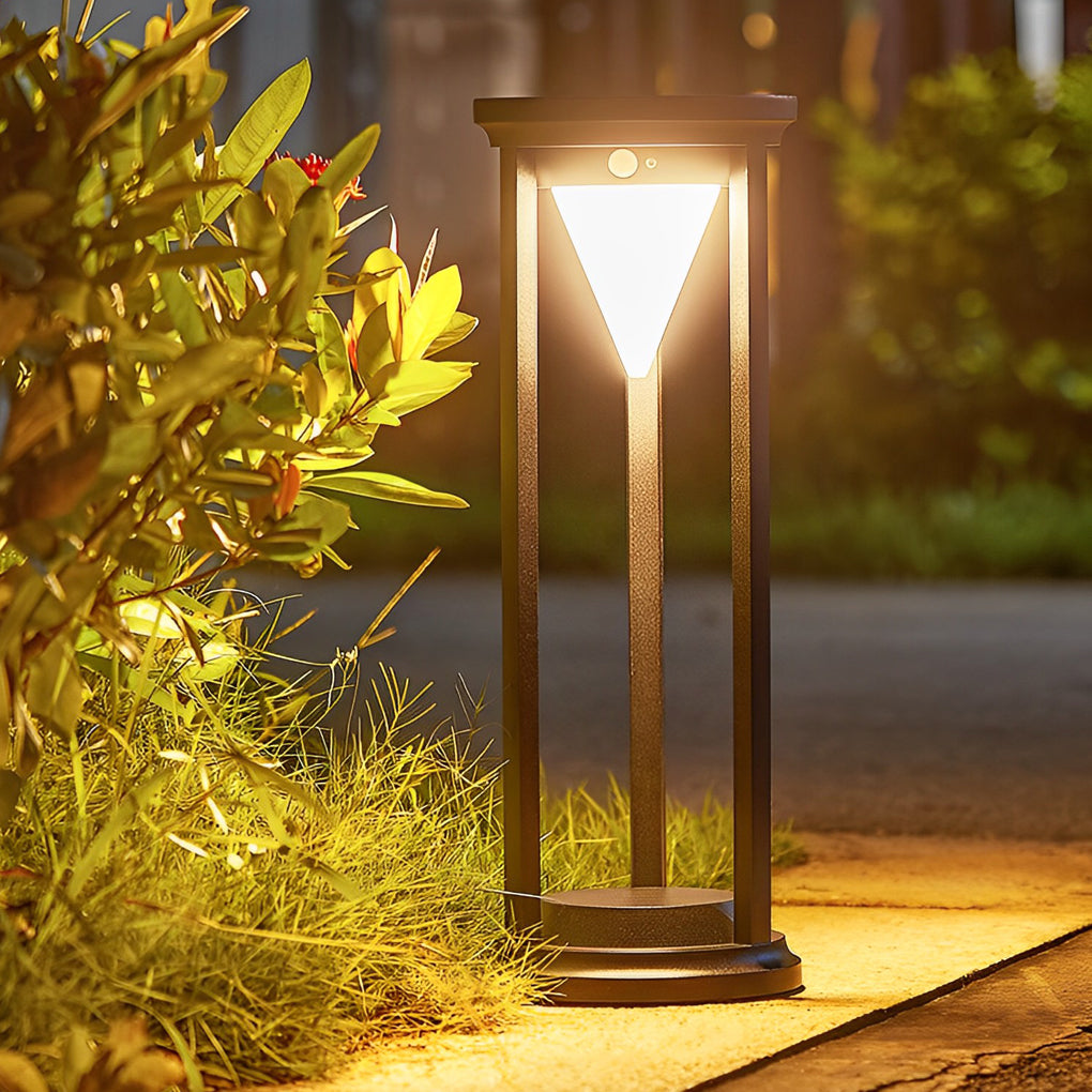 Adjustable Brightness LED Solar Path Lights Outdoor Black Modern Lawn Lamp - Lamp Outdoor