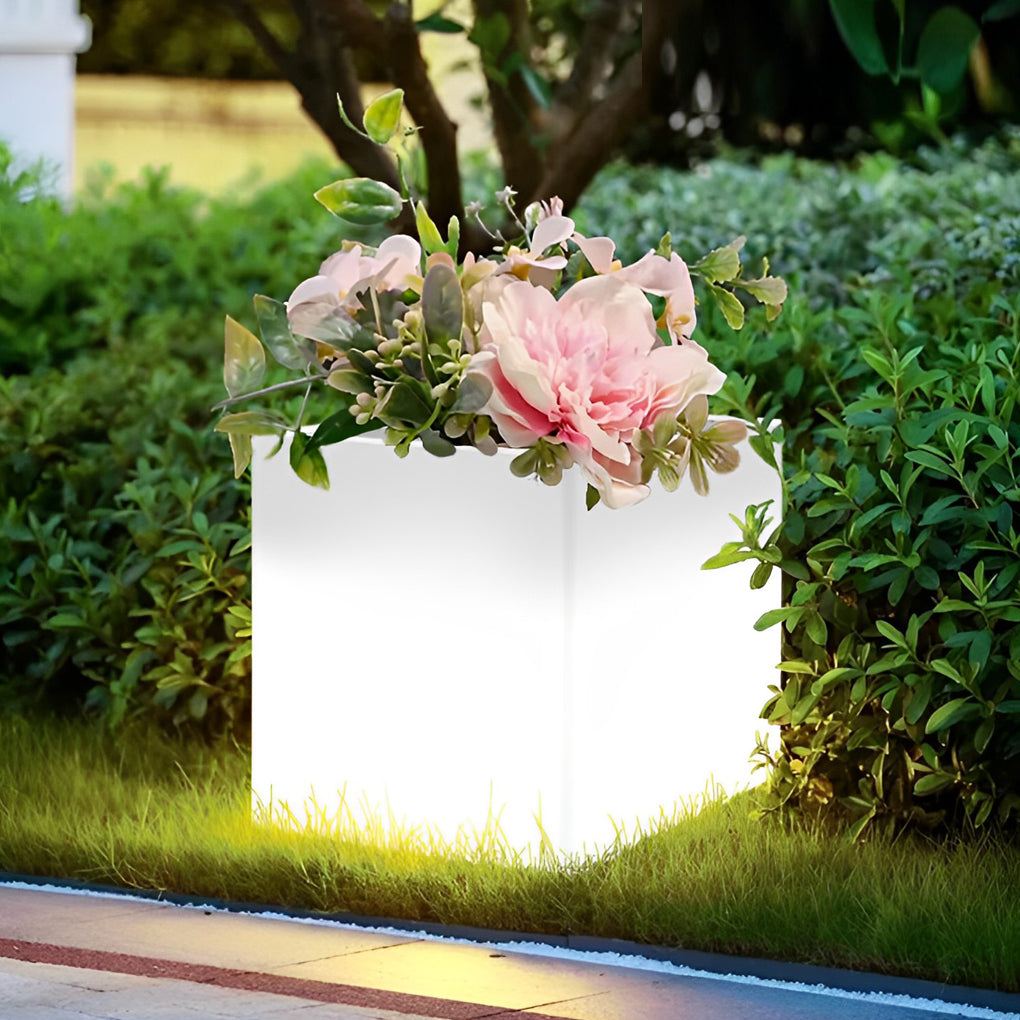 Square Waterproof Multipurpose Intelligent LED Solar Flower Pot Lights - Lamp Outdoor