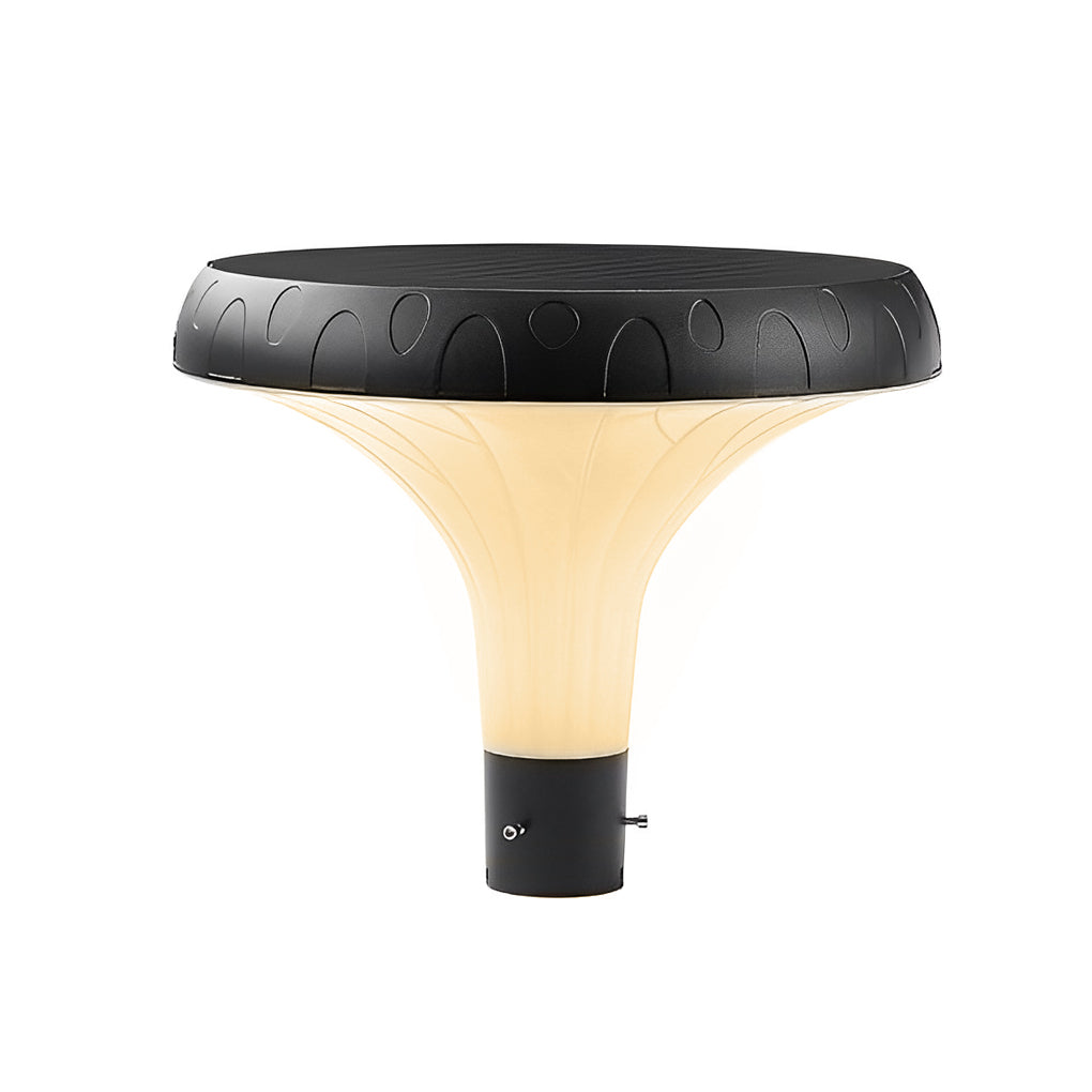 Round Mushroom Waterproof Intelligent Black Modern Solar Lamp Post Light - Lamp Outdoor
