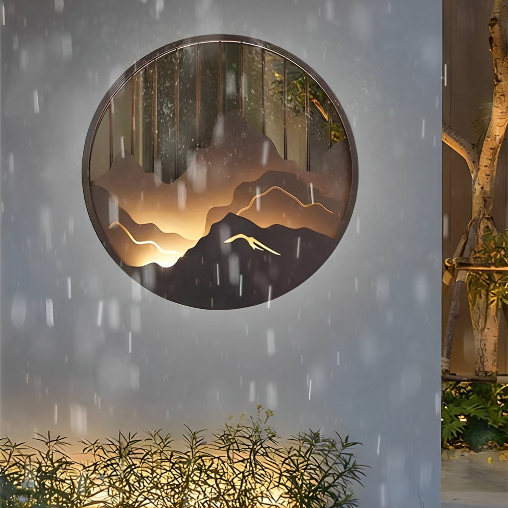 Round Mountain Scenery LED Waterproof Outdoor Wall Sconce Lighting - Lamp Outdoor