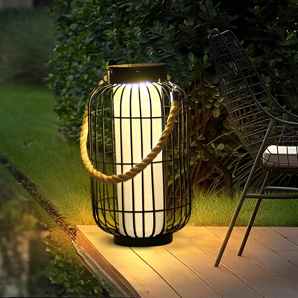 Classic Iron Lantern Waterproof Intelligent Portable Solar Lawn Lamp - Lamp Outdoor