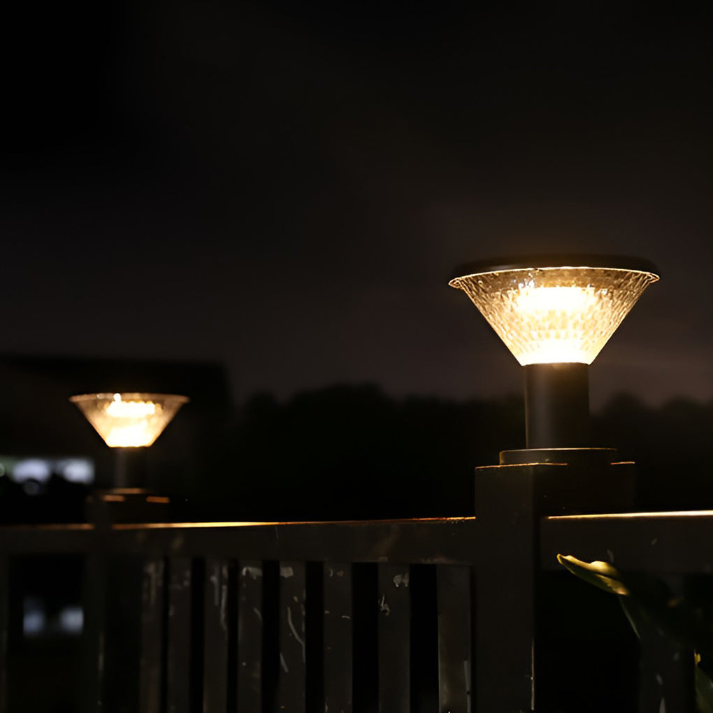 Circular Waterproof Intelligent Light Control Solar Fence Post Lights - Lamp Outdoor