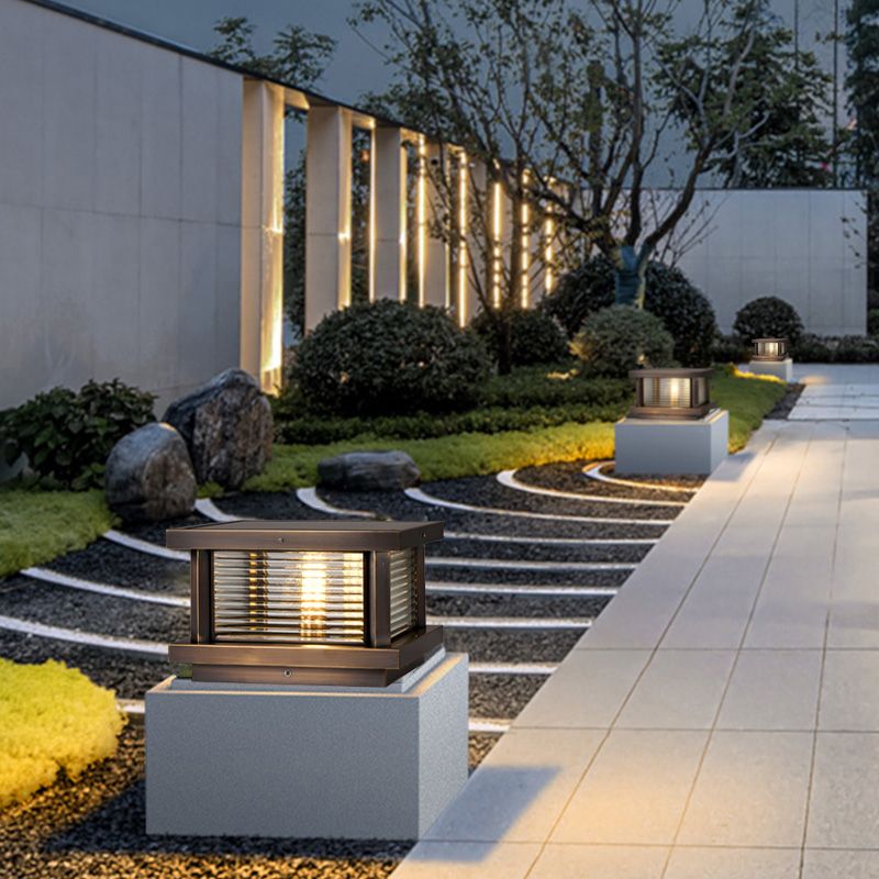 Ray Modern Rectangular Metal Outdoor Solar Lamp Brass Bronze - Lamp Outdoor
