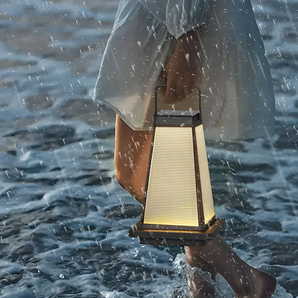 Square Waterproof LED Black Modern Portable Solar Outdoor Lanterns - Lamp Outdoor