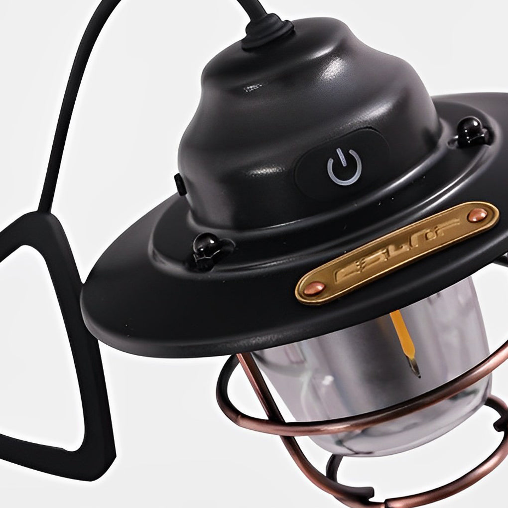 Round LED Waterproof USB Rechargeable Retro Outdoor Light Camping Lamp - Lamp Outdoor