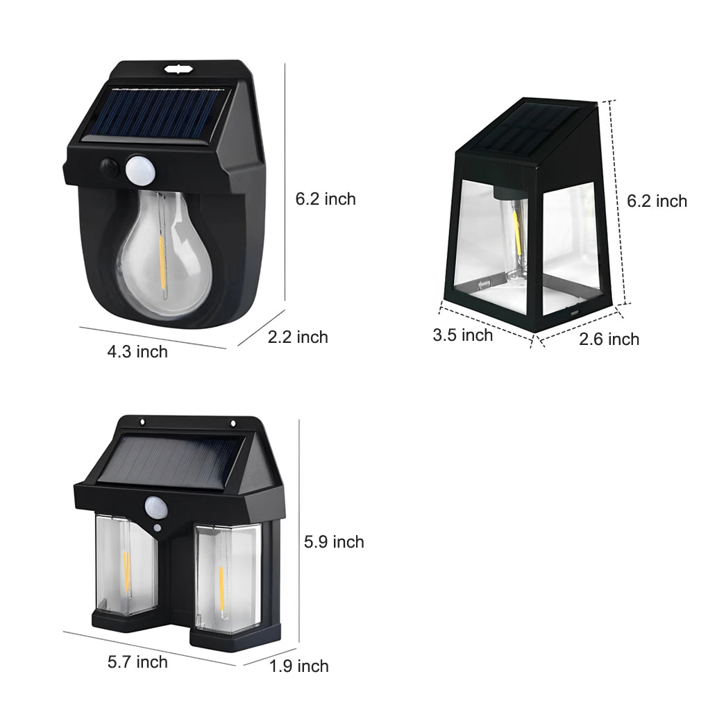 Tungsten Bulb Solar Wall Lanterns Dusk to Dawn Motion Senor Lighting - Lamp Outdoor