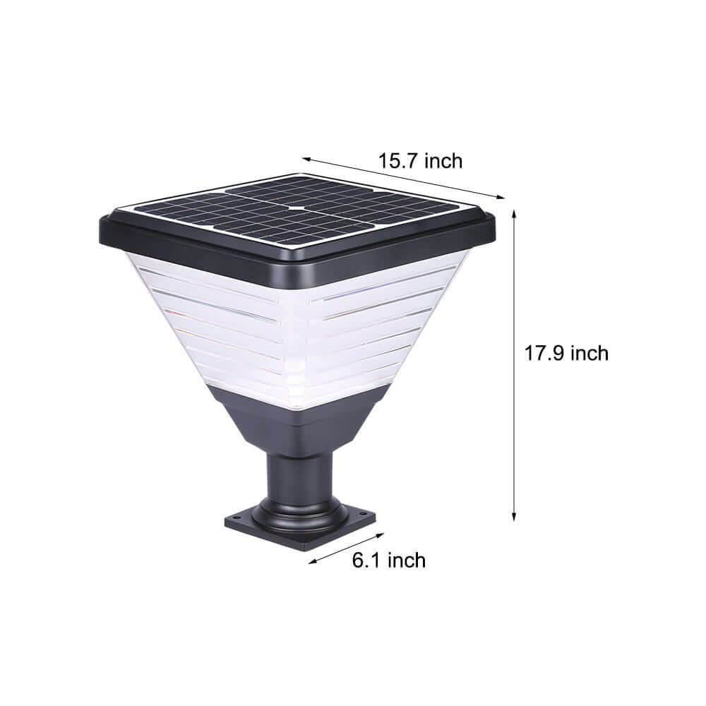 17.9-Inch Black Square Solar LED Pier Mount Post Light - Lamp Outdoor