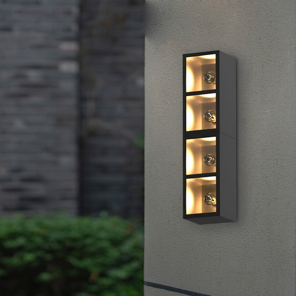 Waterproof Creative Square Combination LED Black Wall Lamp with Flowerpot - Lamp Outdoor