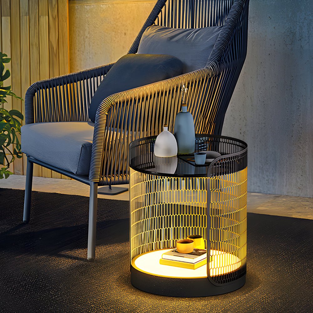 19 inch LED Open Mesh Outdoor Floor Lamp with Table - Lamp Outdoor