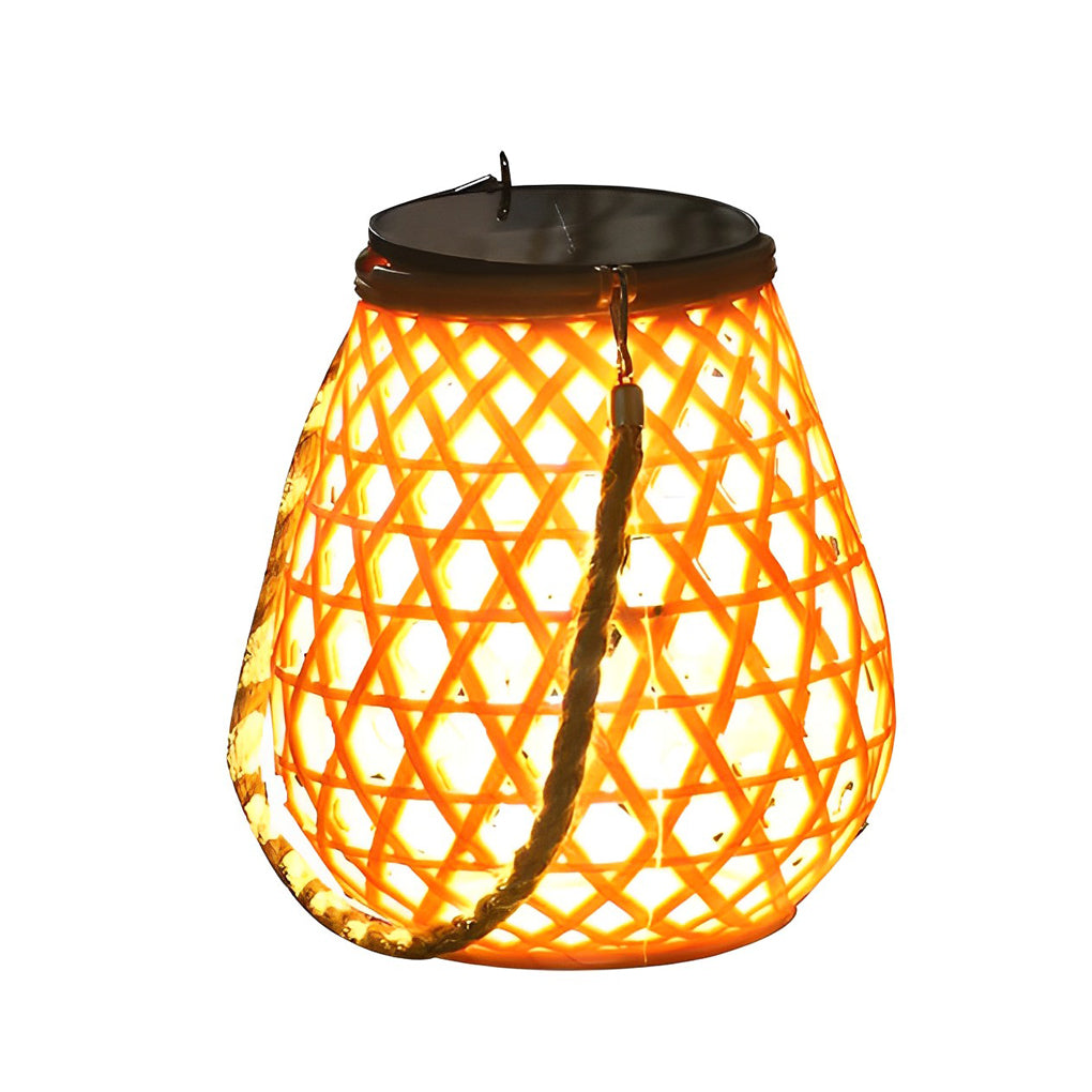 Portable Creative Bamboo Rattan LED Upgrade USB Solar Outdoor Lanterns - Lamp Outdoor