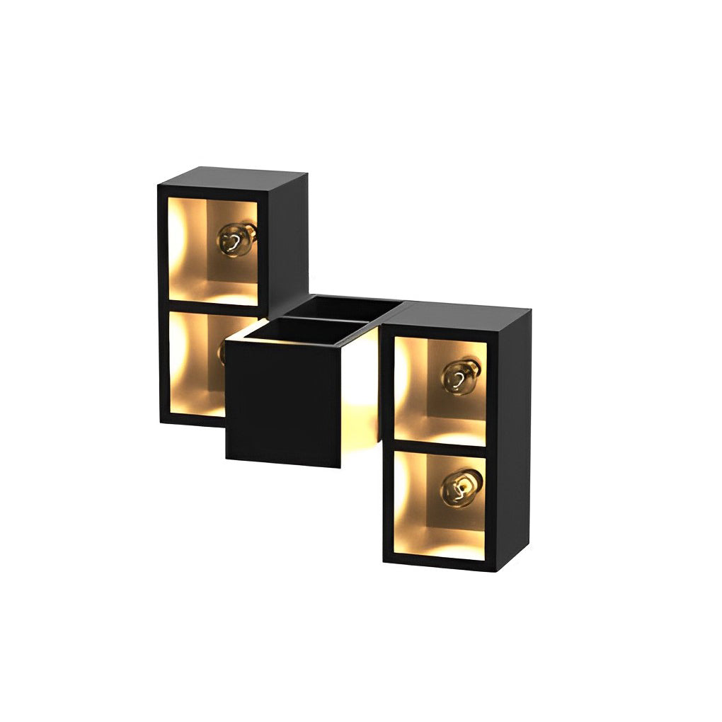 Waterproof Creative Square Combination LED Black Wall Lamp with Flowerpot - Lamp Outdoor