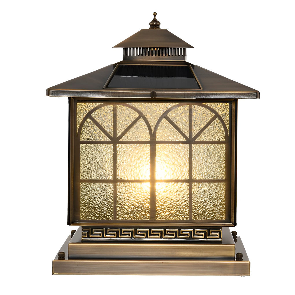 Classical Waterproof LED 3 Step Dimming Bronze Solar Post Caps Lights - Lamp Outdoor