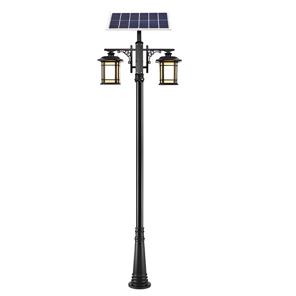 Vintage Waterproof 3 Step Dimming LED Solar Outdoor Pole Lights with Remote - Lamp Outdoor