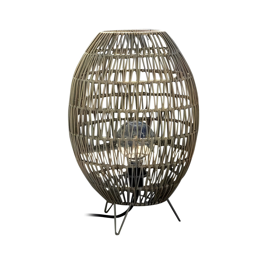 Elegant Handmade Rattan Oval Cage Outdoor Floor Lamp - Lamp Outdoor