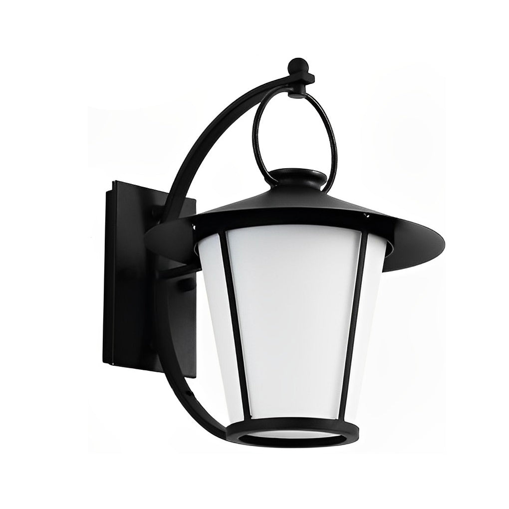 1-Light 13 In. Vintage White Opal Frosted Glass Black Outdoor Wall Light - Lamp Outdoor