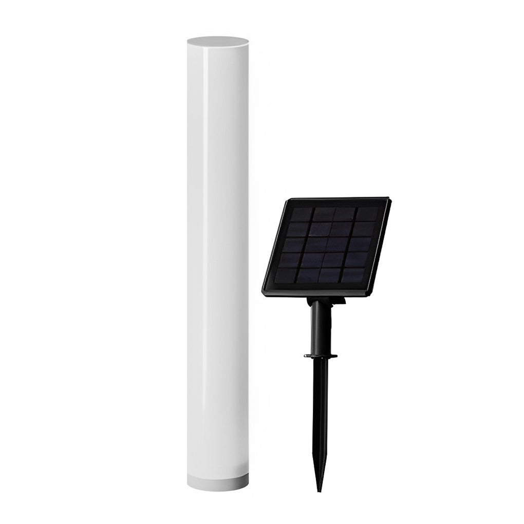Long Cylindrical Waterproof White Modern Solar Lawn Lights Lamp Post - Lamp Outdoor