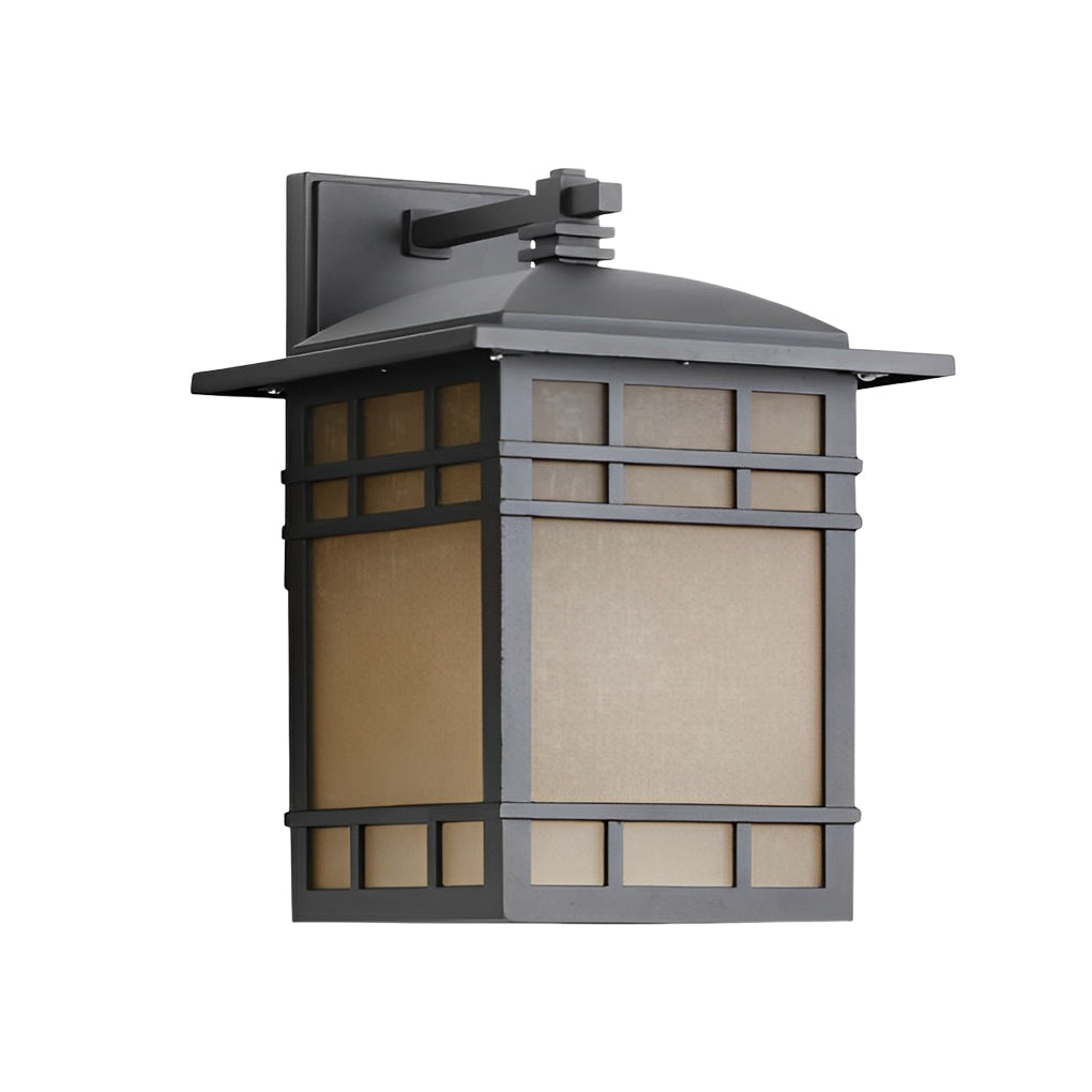 Square Retro Waterproof Yellow Glass Shade Vintage Outdoor Wall Lights - Lamp Outdoor