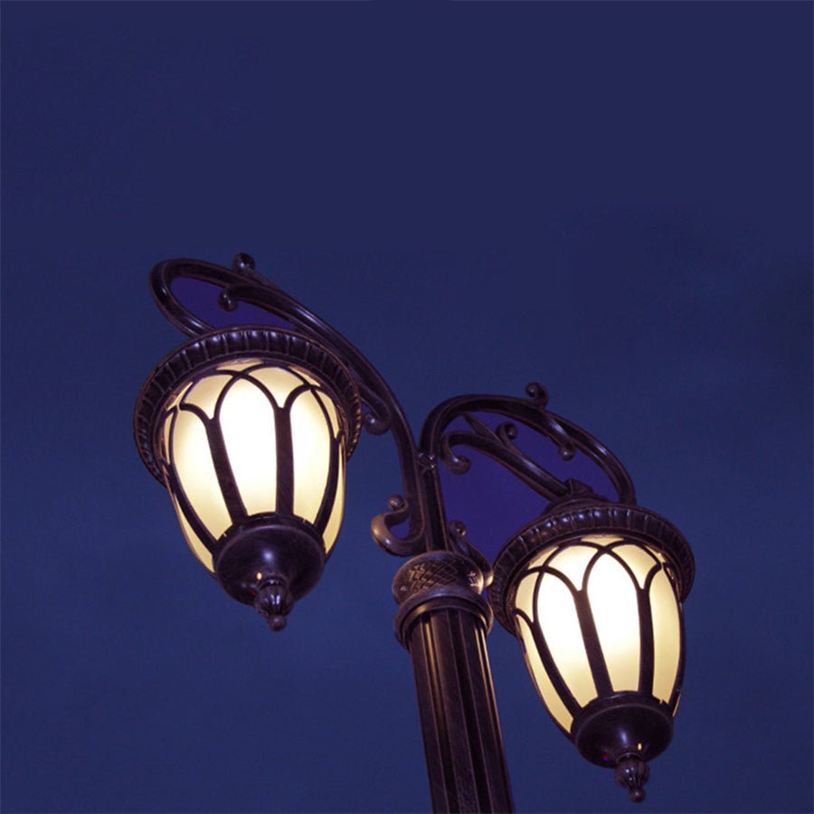 2 Head 118'' Aluminum Waterproof LED Black European Style Street Lights - Lamp Outdoor