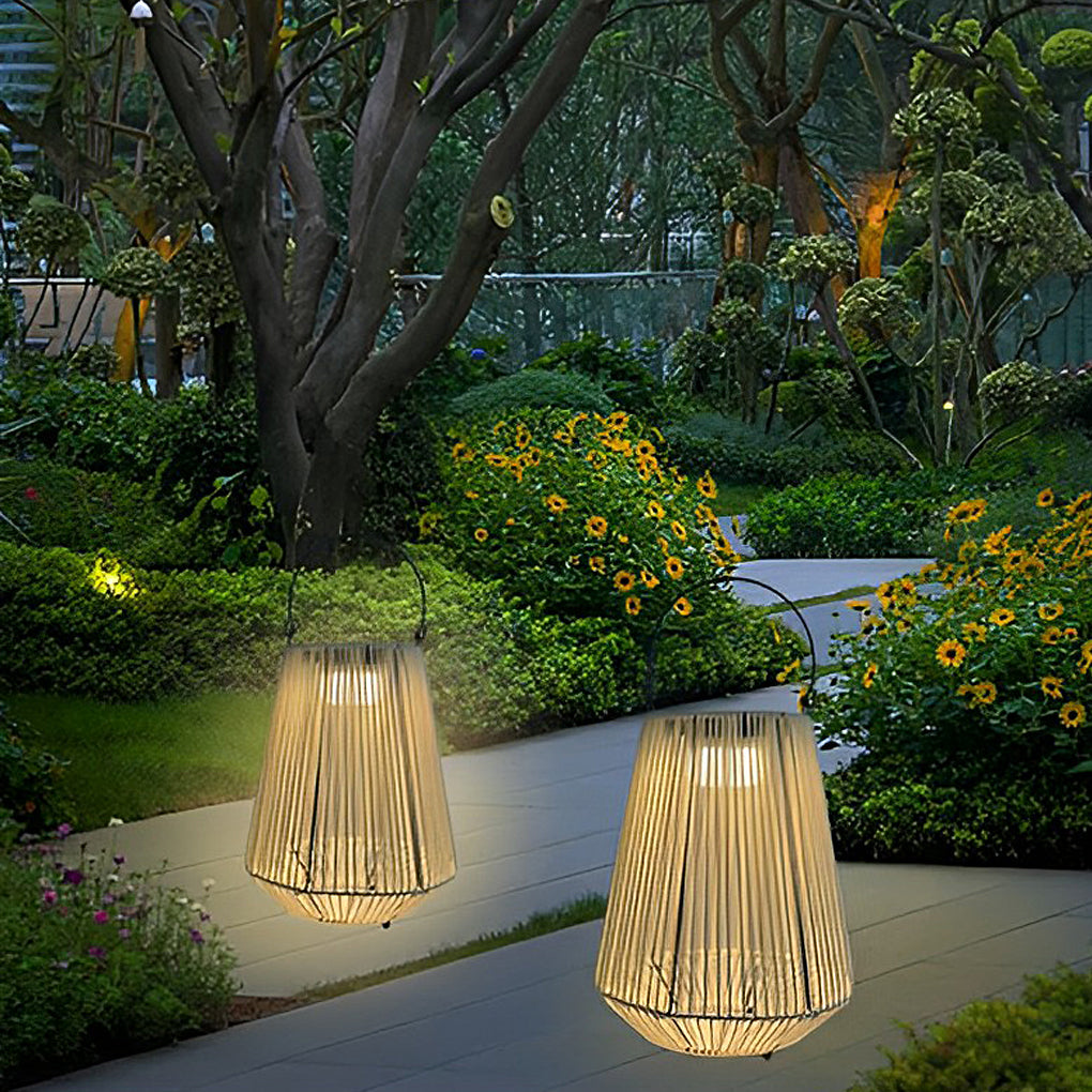 Portable Waterproof Handmade Rattan LED Modern Solar Outdoor Lanterns - Lamp Outdoor
