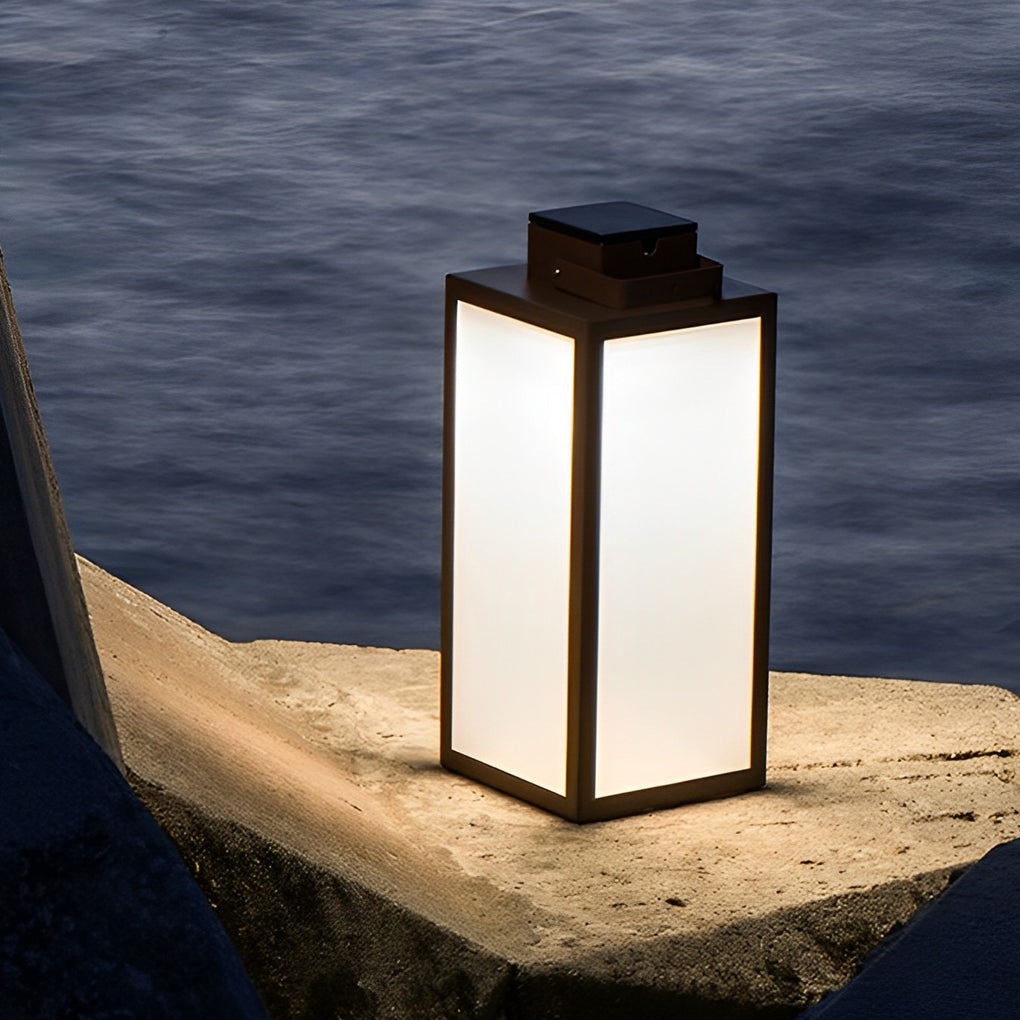 Square Lantern Portable Rechargeable LED Waterproof Solar Lawn Lights - Lamp Outdoor