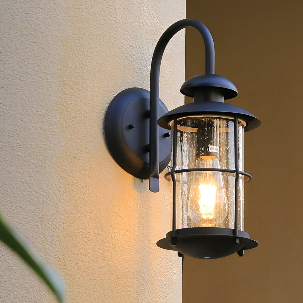 Creative Glass Waterproof LED Black Modern Plug in Wall Sconce Lighting - Lamp Outdoor