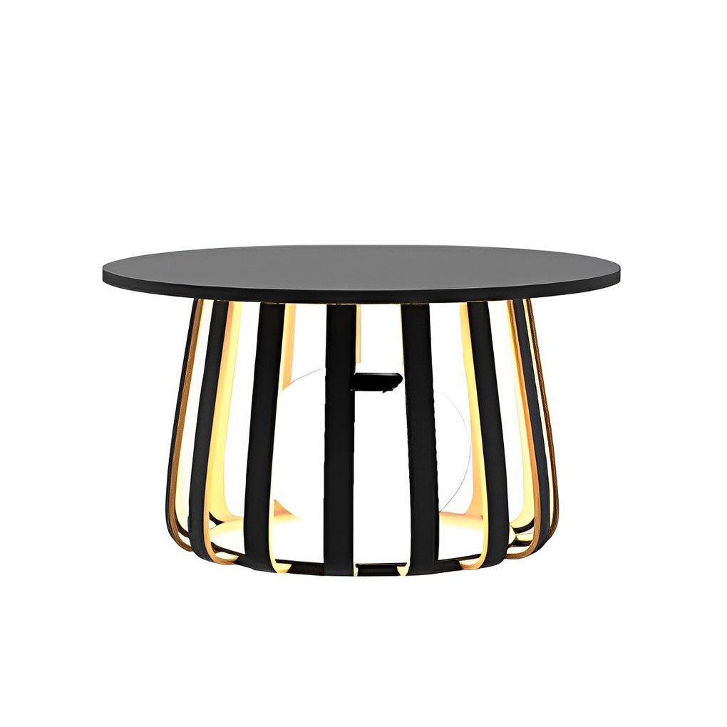 Round Waterproof RGB Iron Small Coffee Table Solar Light Outdoor Lanterns - Lamp Outdoor