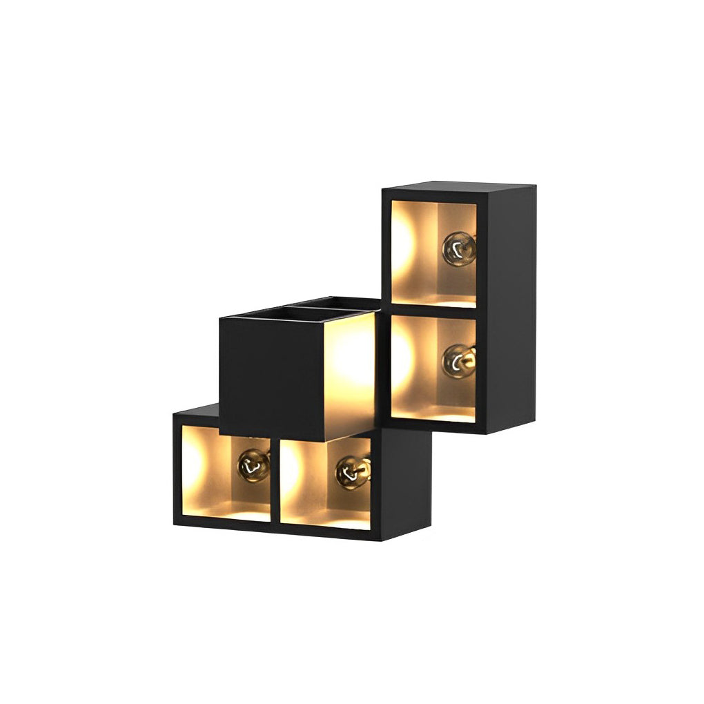 Waterproof Creative Square Combination LED Black Wall Lamp with Flowerpot - Lamp Outdoor