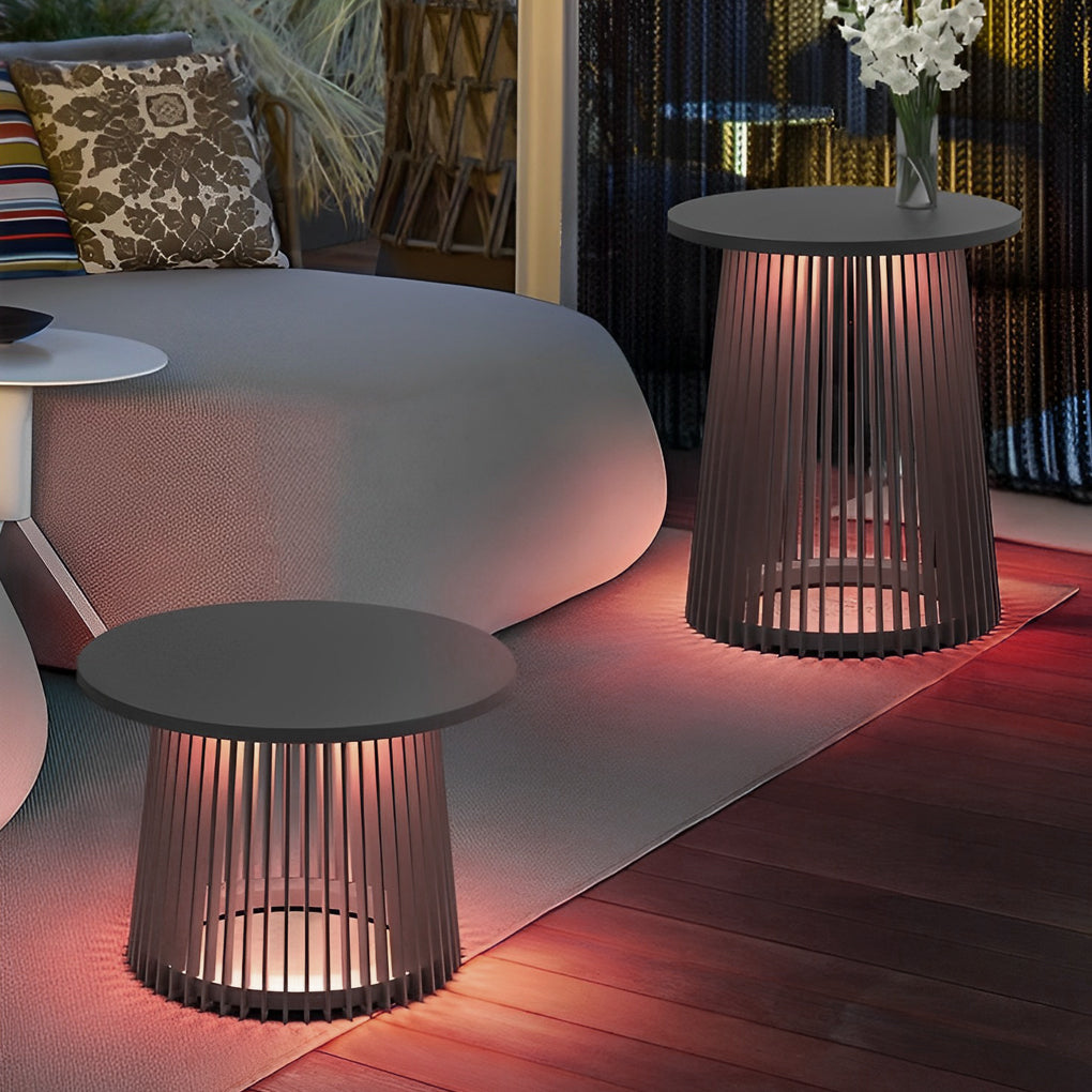 Waterproof Round Iron Cage Table RGB 16 Colors Solar Outdoor Lanterns - Lamp Outdoor
