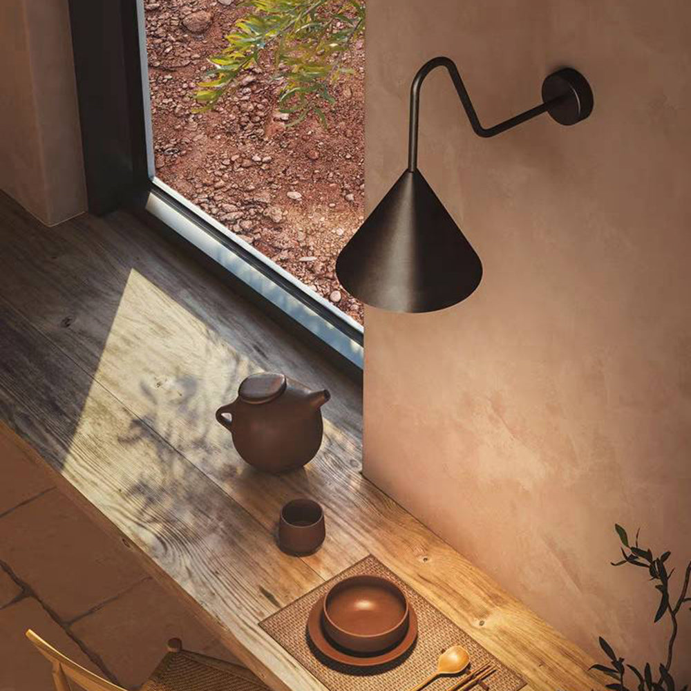 Arisha Modern Minimalist Cone Metal Outdoor Waterproof Wall Lamp,Black/Gold - Lamp Outdoor