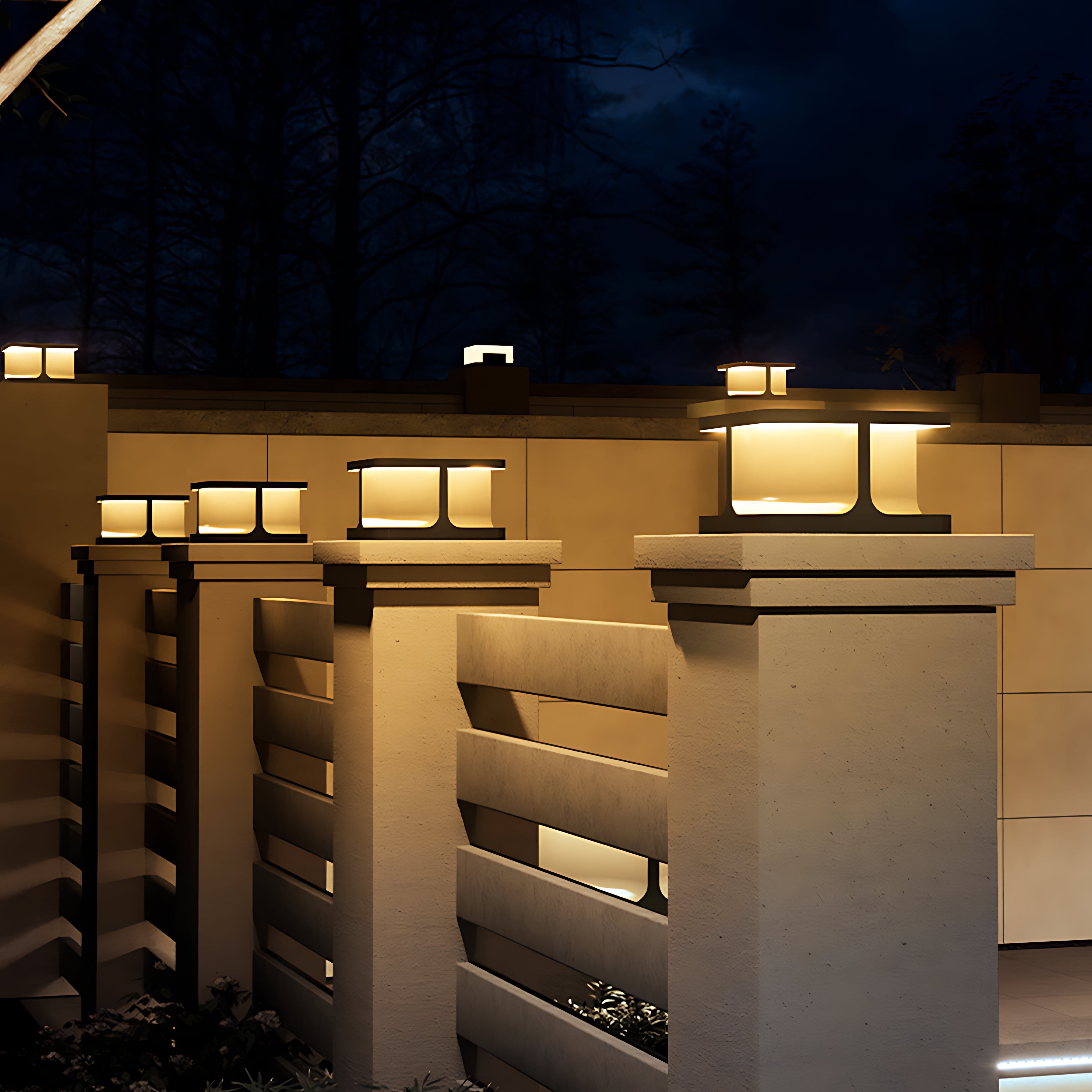 Modern Square Pillar Lights Waterproof Stainless Steel Courtyard - Lamp Outdoor