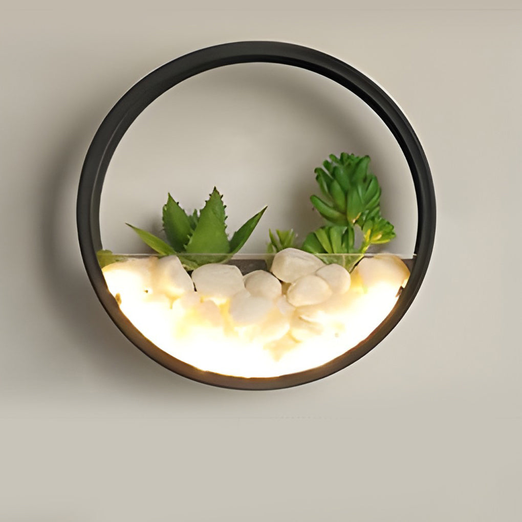 Round Small Artificial Plants Stones 18w LED Modern Outdoor Wall Light - Lamp Outdoor