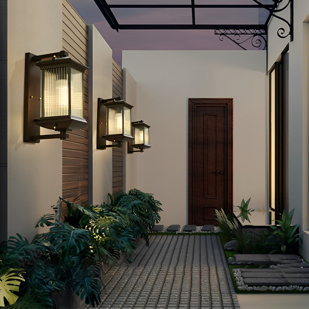 Outdoor Waterproof Creative Glass Shade Brown Retro Exterior Wall Lights - Lamp Outdoor