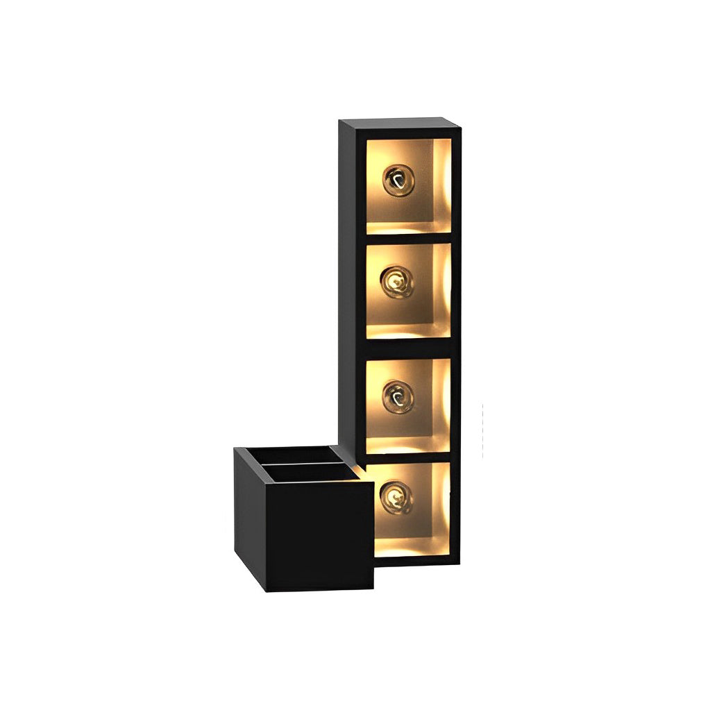 Waterproof Creative Square Combination LED Black Wall Lamp with Flowerpot - Lamp Outdoor