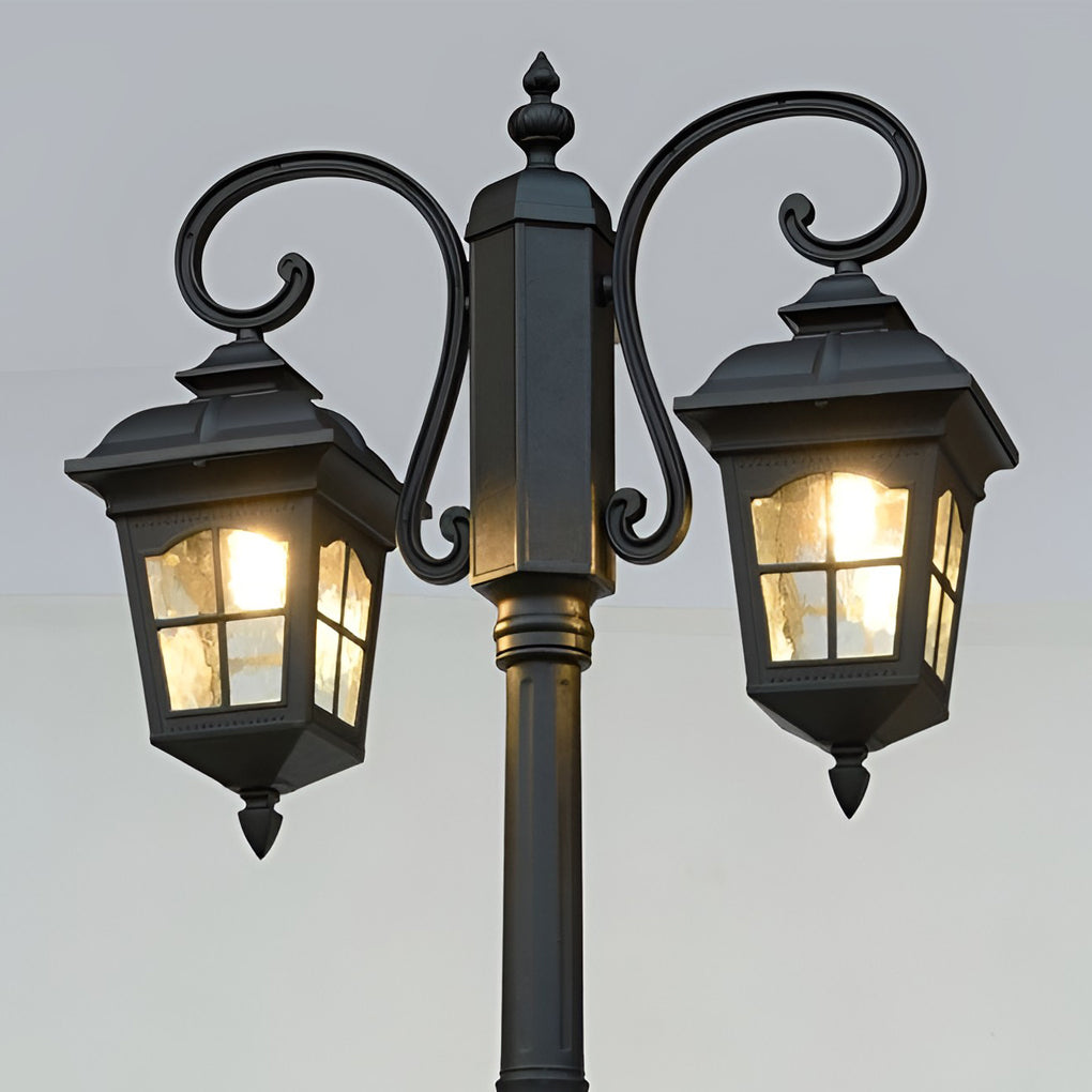 2 Lights Waterproof Black European Style Outdoor Pole Lights Public Lighting - Lamp Outdoor