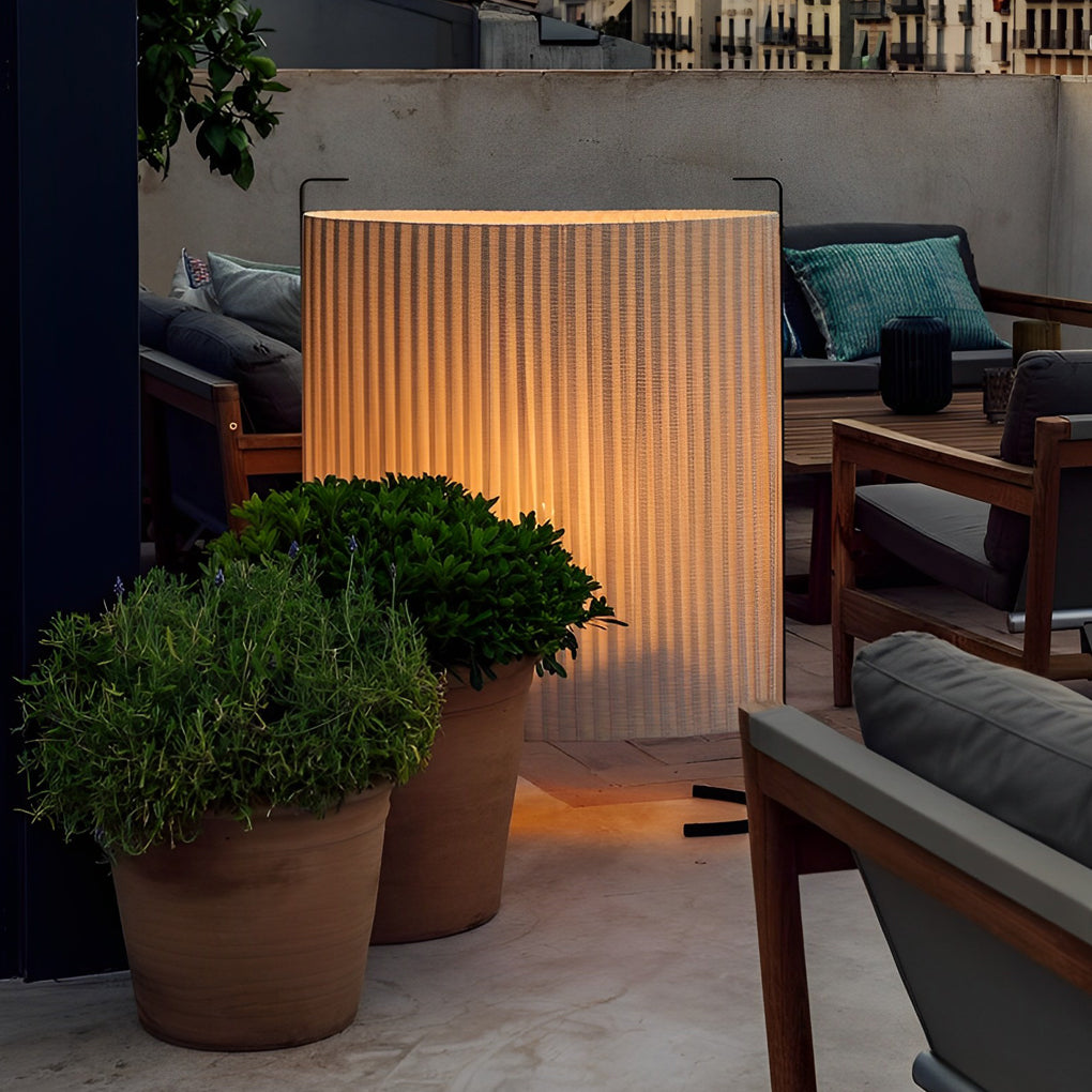 42 inch Modern Japanese-Style Fabric Outdoor Floor Lamp - Lamp Outdoor