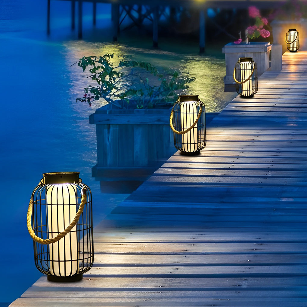 Classic Iron Lantern Waterproof Intelligent Portable Solar Lawn Lamp - Lamp Outdoor